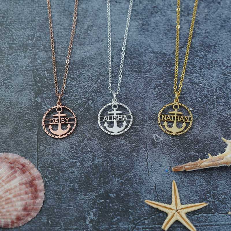 Personalized anchor necklace online