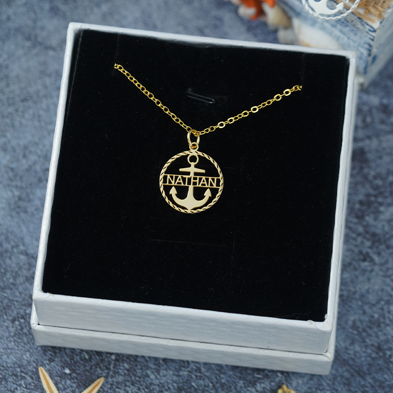 Personalized anchor necklace sales