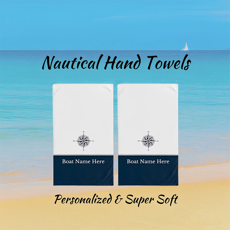 Custom Text Boating Hand Towels / Bath Towels
